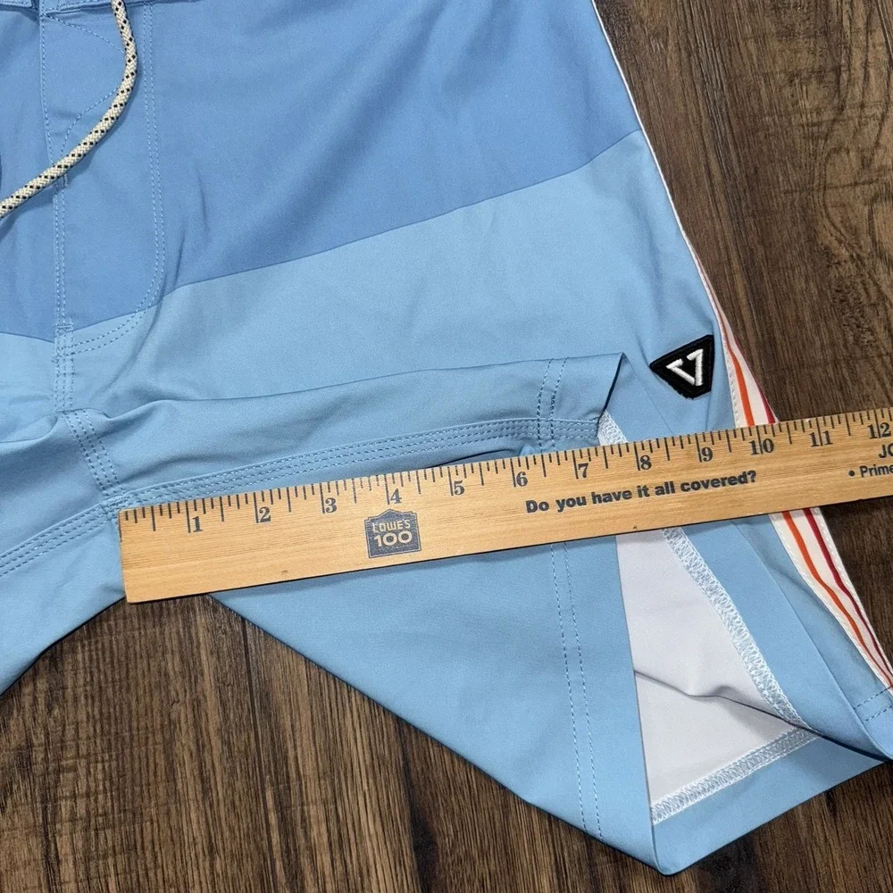 Vissla Mens 34 The Trip Heritage Boardshorts Blue Pocket Swim Trunks Surf Shorts